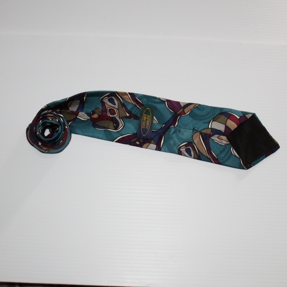 Mens Tie, Stuart Ashley, Abstract Aqua, 100% silk - Picture 5 of 5